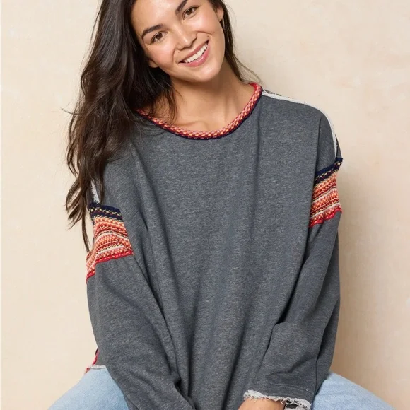 NATURAL LIFE Charcoal Red Knit Top - Picture 7 of 7